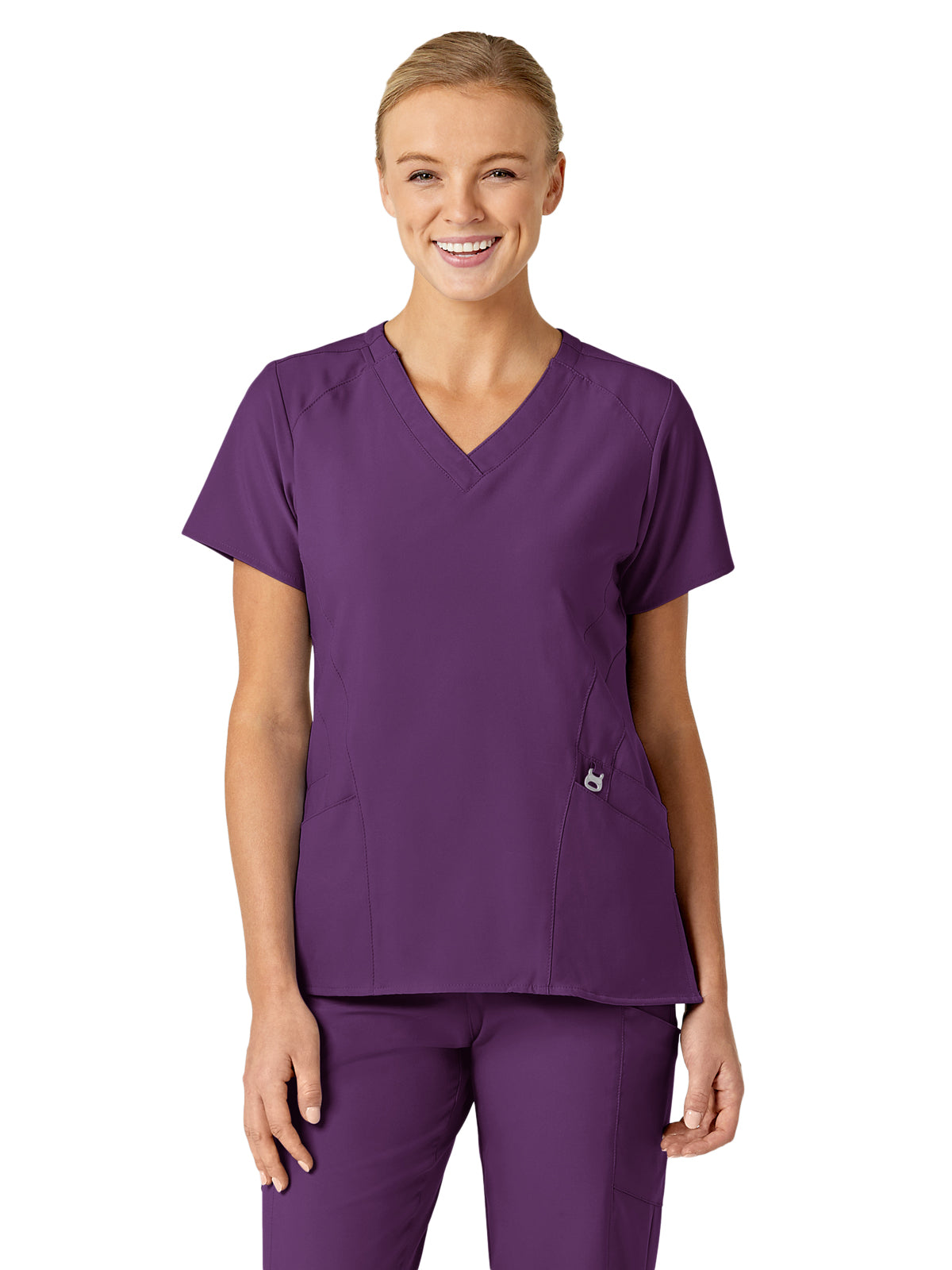 Women's Five-Pocket V-Neck Top - 6155 - Eggplant