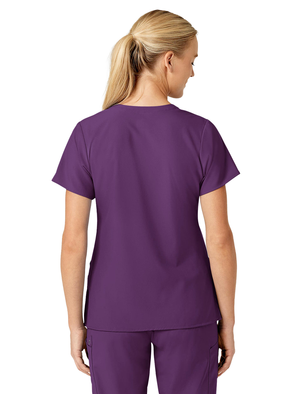 Women's Five-Pocket V-Neck Top - 6155 - Eggplant