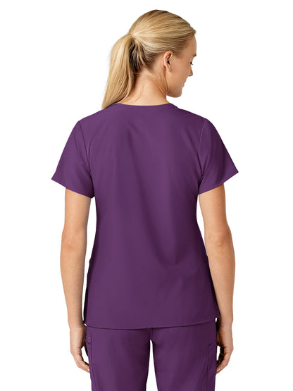 Women's Five-Pocket V-Neck Top - 6155 - Eggplant