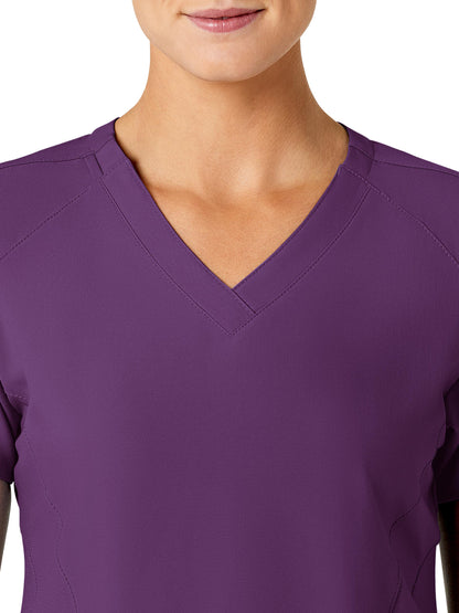 Women's Five-Pocket V-Neck Top - 6155 - Eggplant