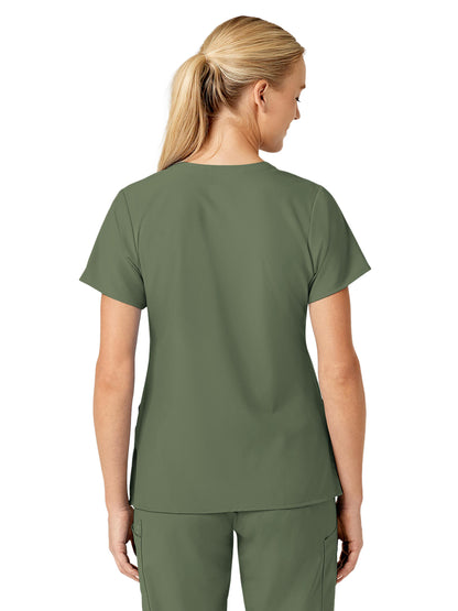 Women's Five-Pocket V-Neck Top - 6155 - Olive