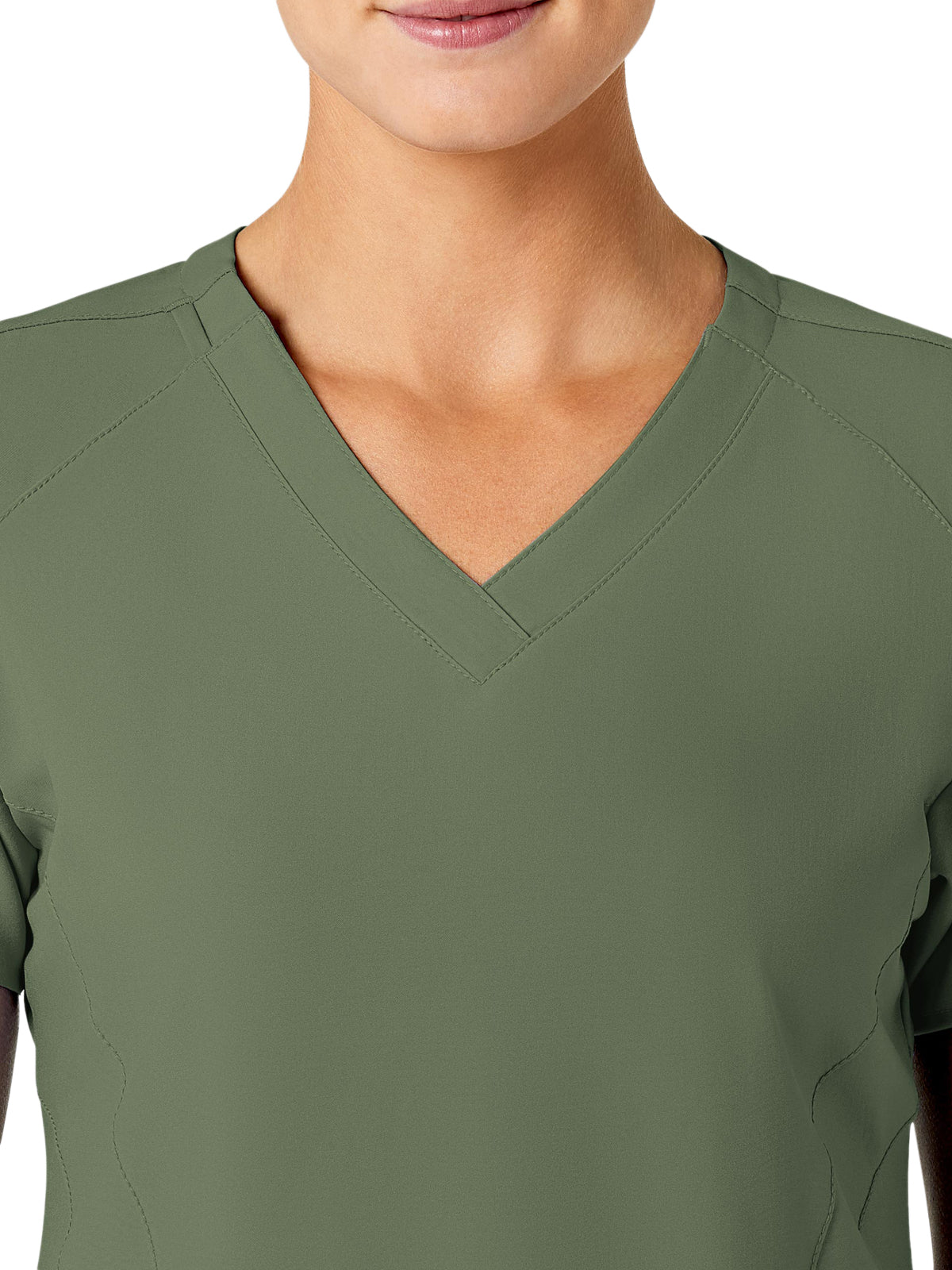 Women's Five-Pocket V-Neck Top - 6155 - Olive