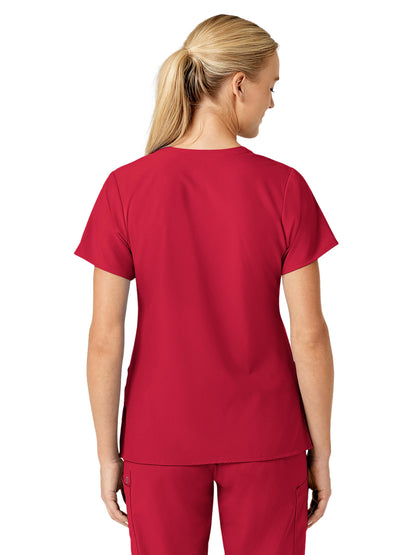 Women's Five-Pocket V-Neck Top - 6155 - Red