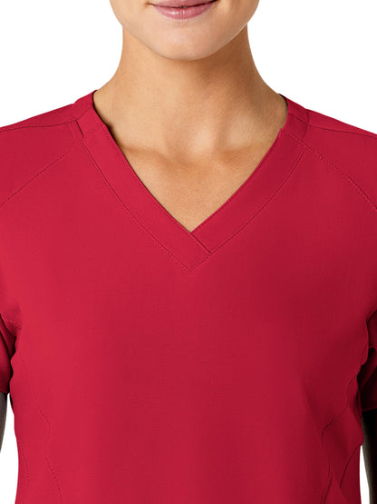 Women's Five-Pocket V-Neck Top - 6155 - Red