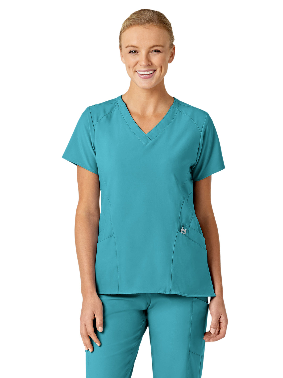 Women's Five-Pocket V-Neck Top - 6155 - Teal