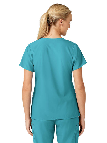 Women's Five-Pocket V-Neck Top - 6155 - Teal