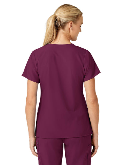 Women's Five-Pocket V-Neck Top - 6155 - Wine