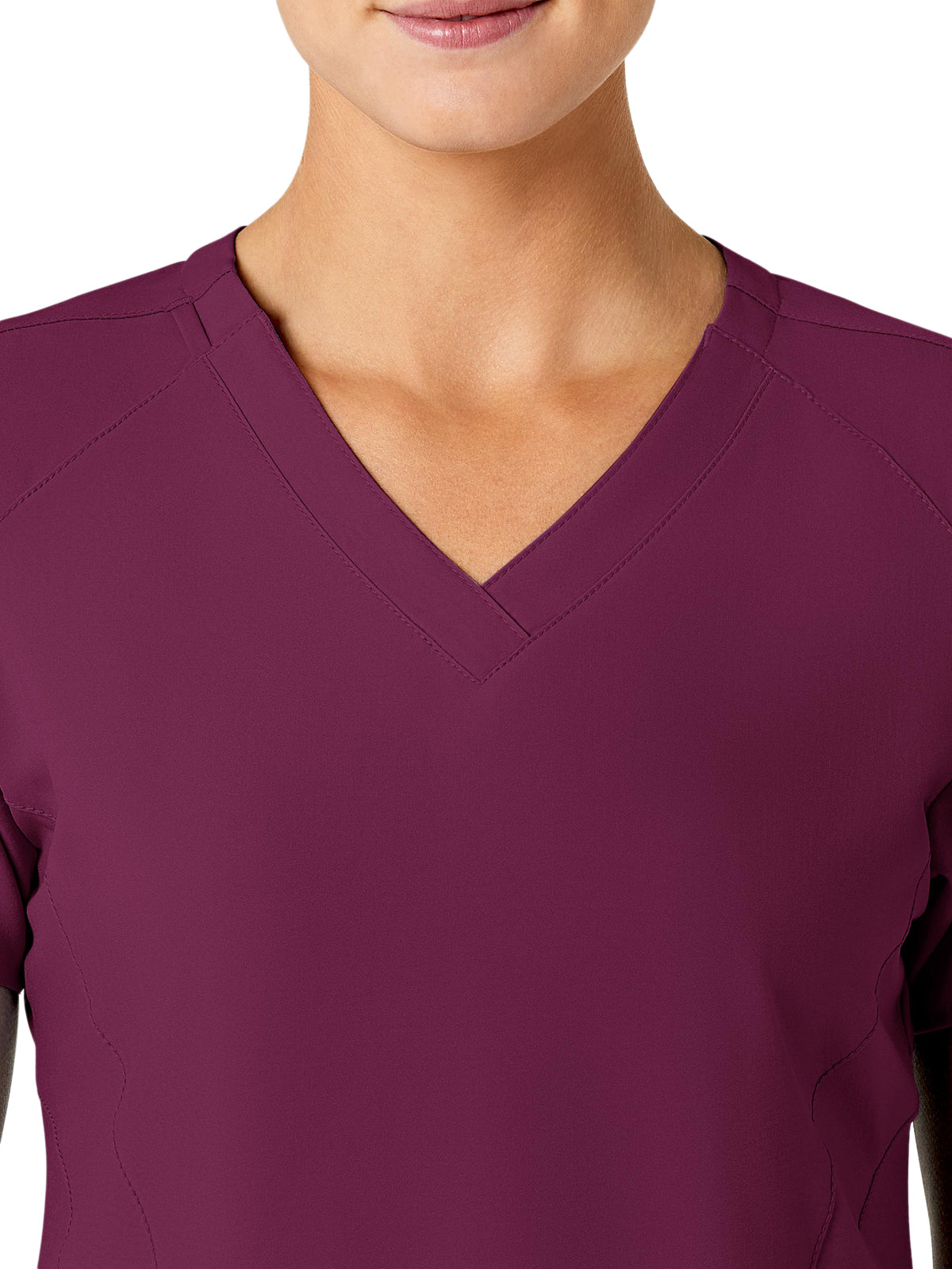 Women's Five-Pocket V-Neck Top - 6155 - Wine