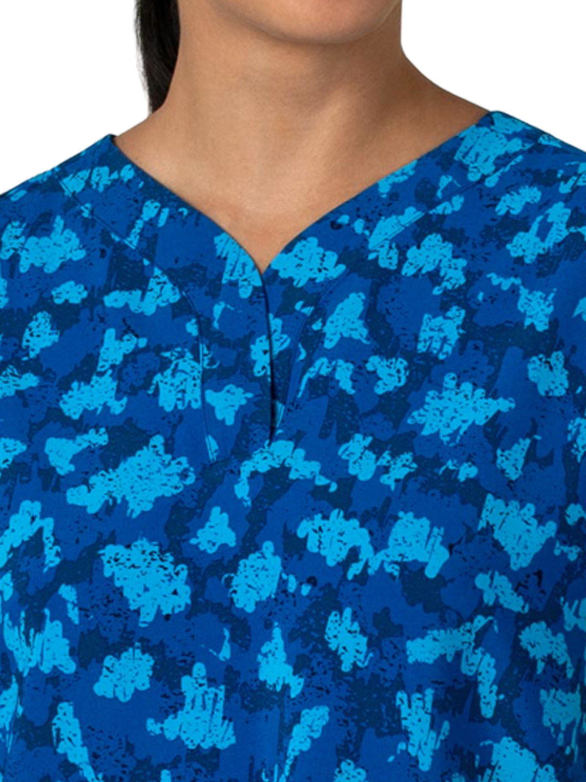 Women's 2-Pocket Oversized Print Scrub Top - 6167 - Storm Camo