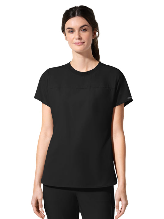 Women's Two-Pocket Captivate Crew Neck Tuck-In Scrub Top - 6170 - Black