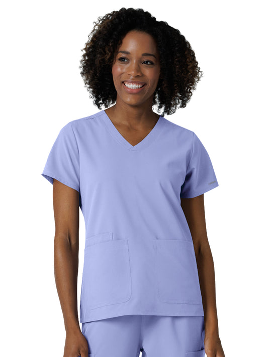 Women's Three-Pocket V-Neck Scrub Top - 6180 - Ceil Blue