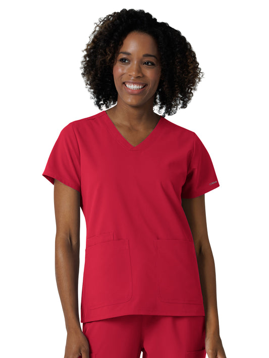 Women's Three-Pocket V-Neck Scrub Top - 6180 - Red