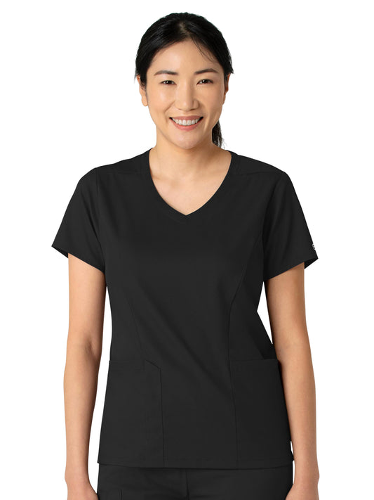 Women's 2-Pocket V-Neck Top - 6251 - Black