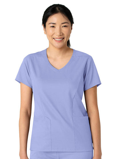 Women's 2-Pocket V-Neck Top - 6251 - Ceil Blue