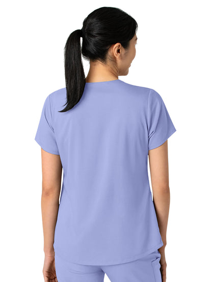 Women's 2-Pocket V-Neck Top - 6251 - Ceil Blue