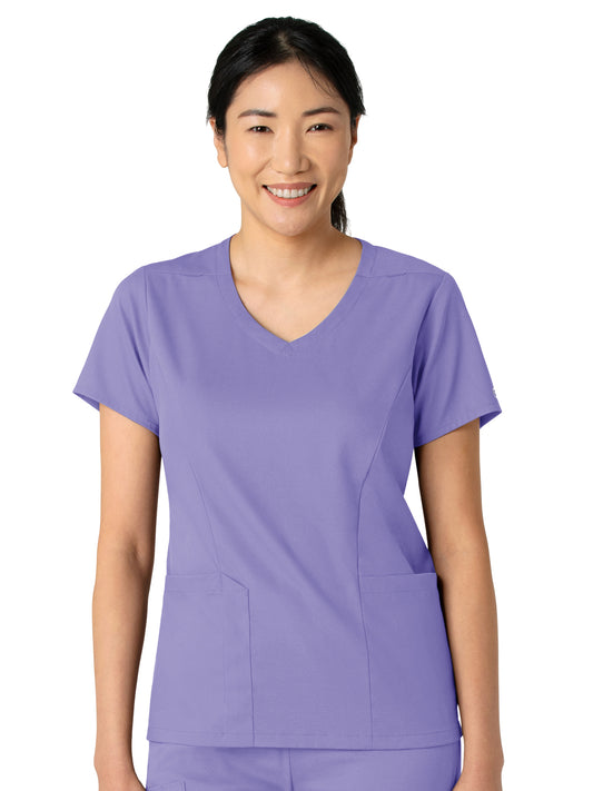 Women's 2-Pocket V-Neck Top - 6251 - Iris Purple