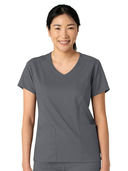 Women's 2-Pocket V-Neck Top - 6251 - Pewter