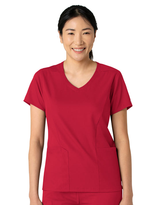 Women's 2-Pocket V-Neck Top - 6251 - Red