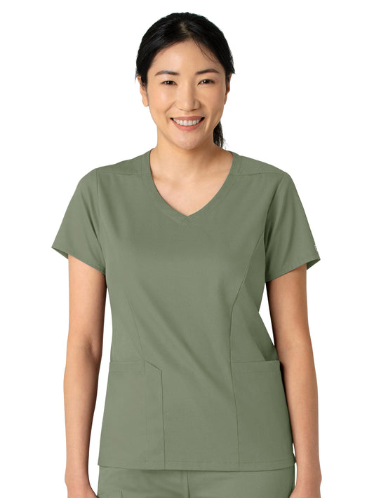 Women's 2-Pocket V-Neck Top - 6251 - Sage