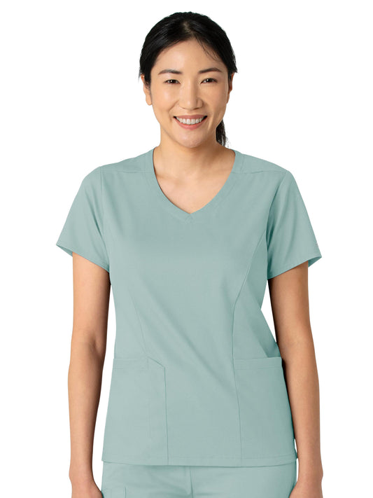 Women's 2-Pocket V-Neck Top - 6251 - Sky Blue