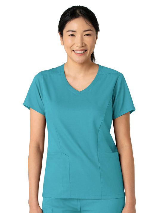 Women's 2-Pocket V-Neck Top - 6251 - Teal