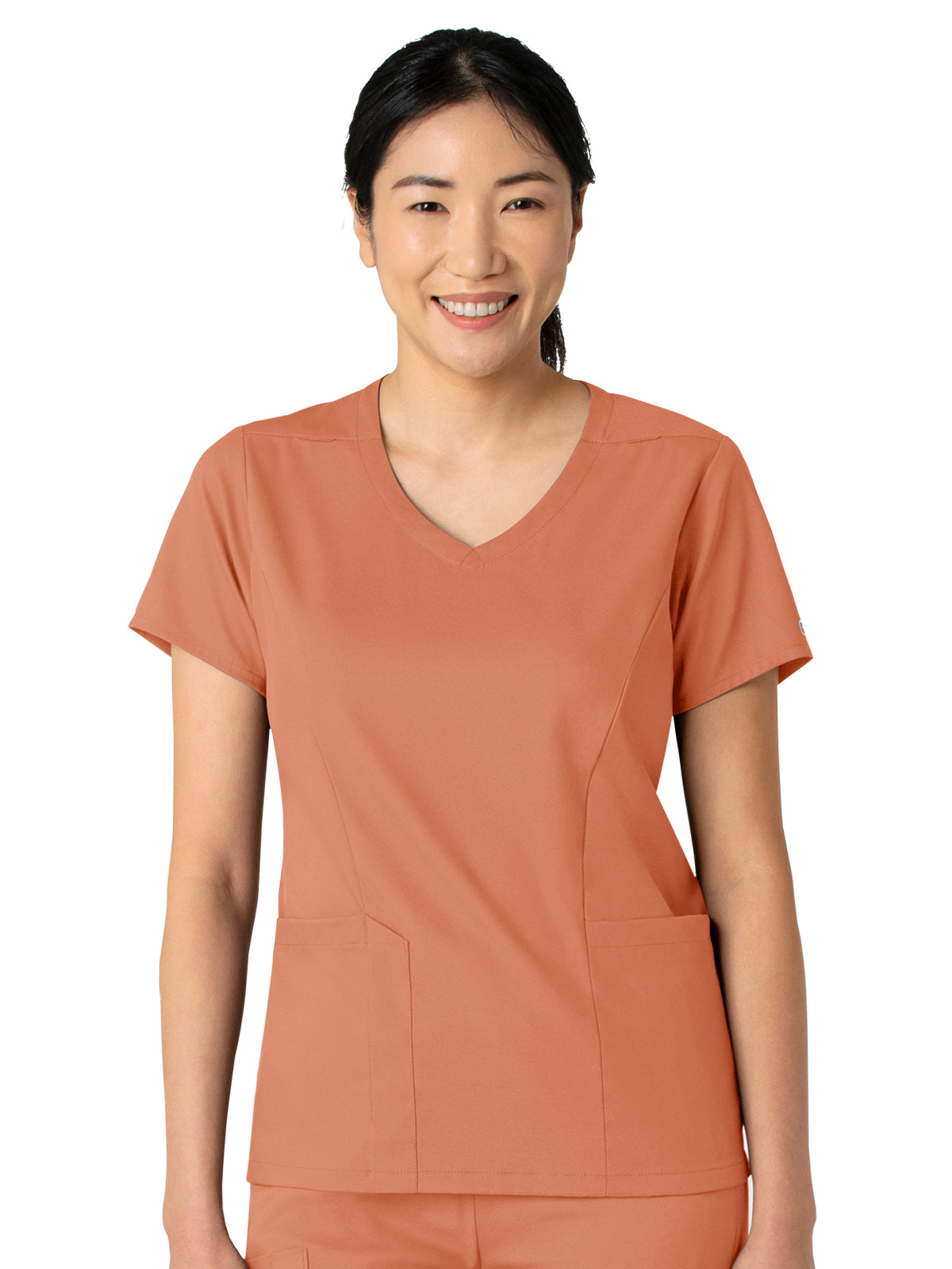 Women's 2-Pocket V-Neck Top - 6251 - Terra Cotta