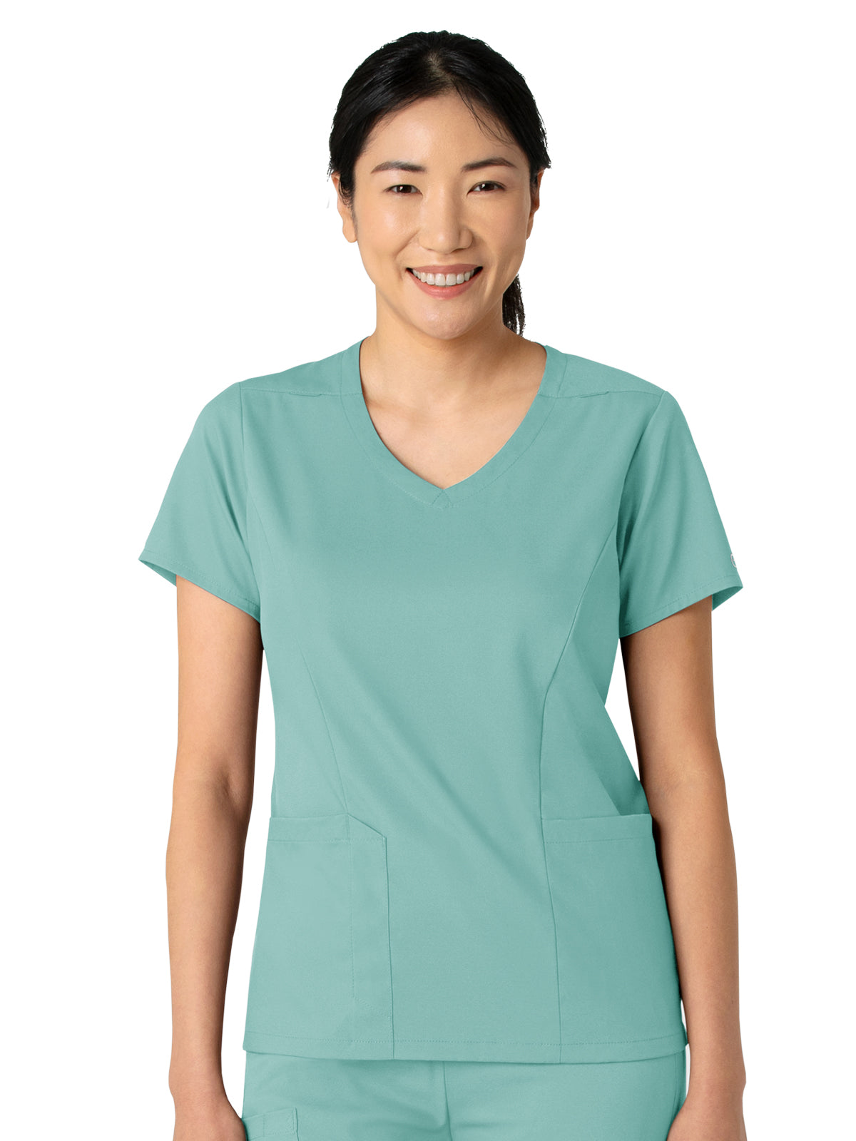 Women's 2-Pocket V-Neck Top - 6251 - Turquoise