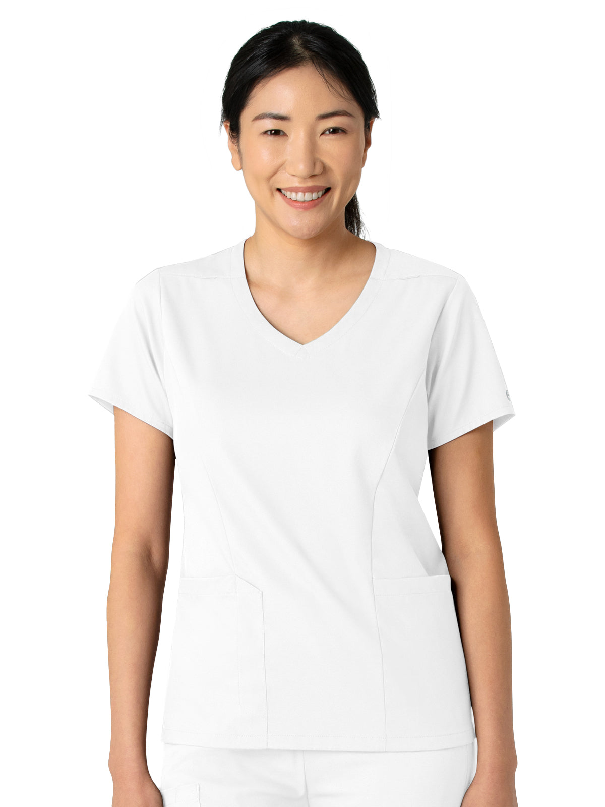 Women's 2-Pocket V-Neck Top - 6251 - White