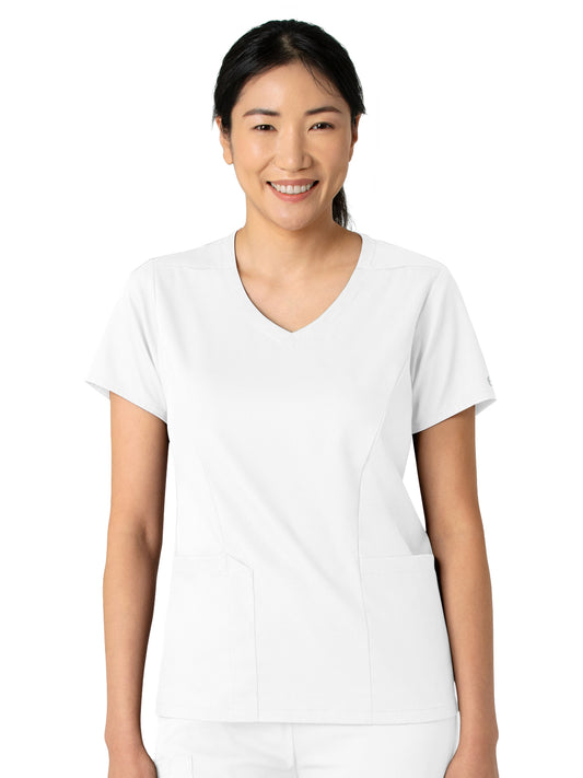 Women's 2-Pocket V-Neck Top - 6251 - White