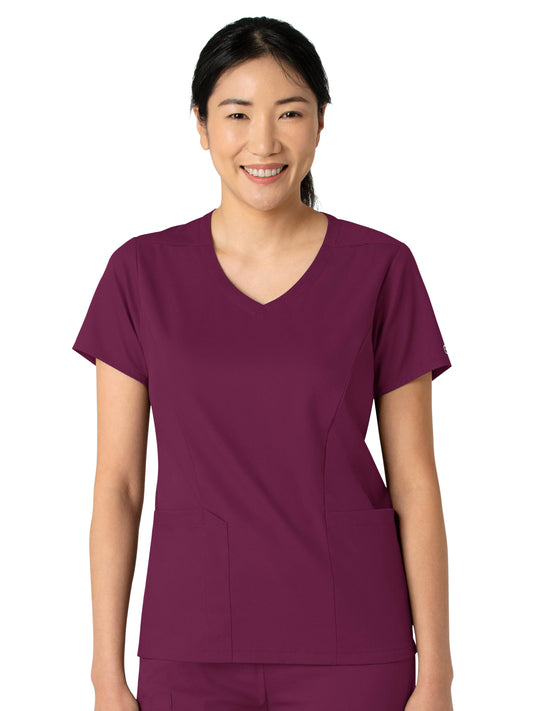 Women's 2-Pocket V-Neck Top - 6251 - Wine