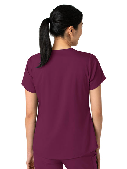 Women's 2-Pocket V-Neck Top - 6251 - Wine