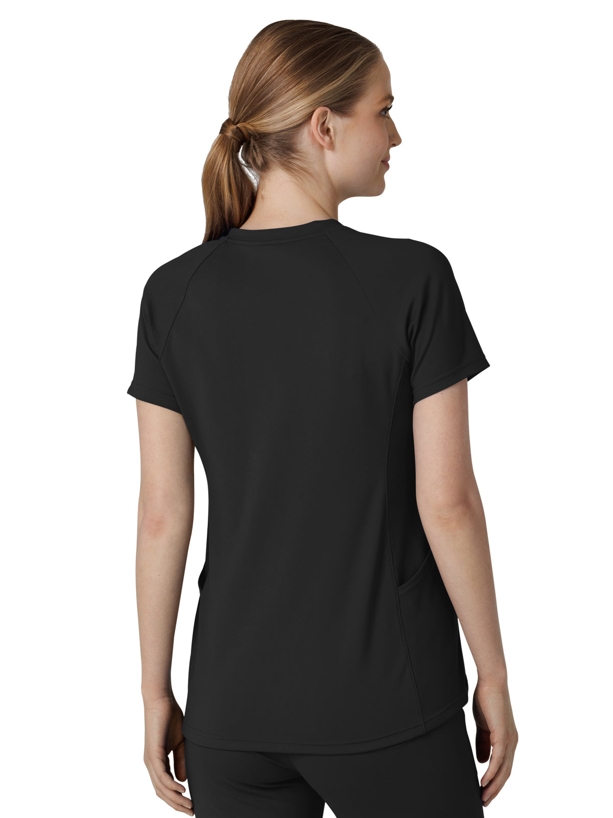 Women's Four-Pocket Flex-n-Reach V-Neck Raglan Scrub Top - 6259 - Black