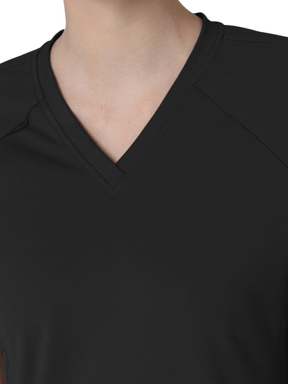 Women's Four-Pocket Flex-n-Reach V-Neck Raglan Scrub Top - 6259 - Black