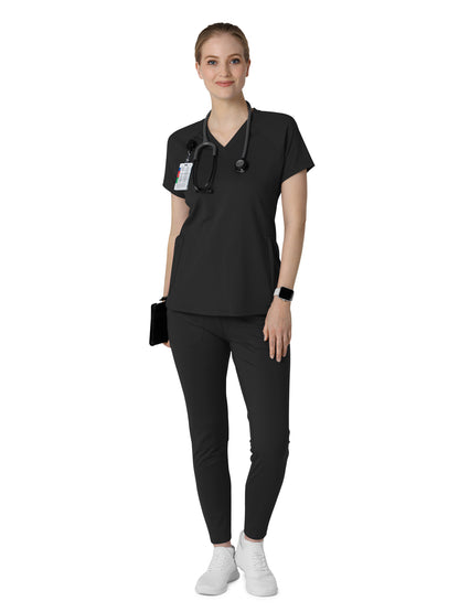 Women's Four-Pocket Flex-n-Reach V-Neck Raglan Scrub Top - 6259 - Black