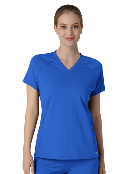 Women's Four-Pocket Flex-n-Reach V-Neck Raglan Scrub Top - 6259 - Royal