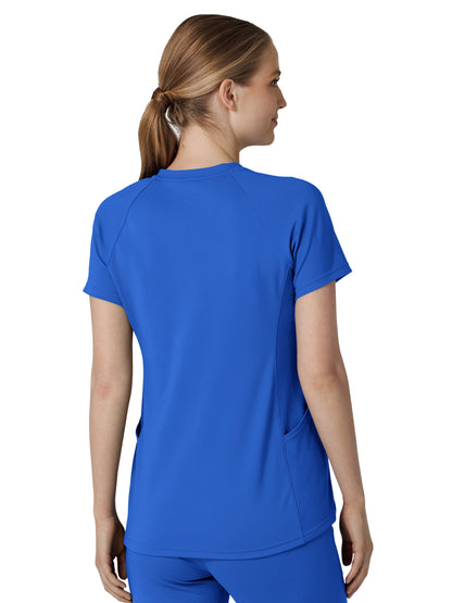 Women's Four-Pocket Flex-n-Reach V-Neck Raglan Scrub Top - 6259 - Royal