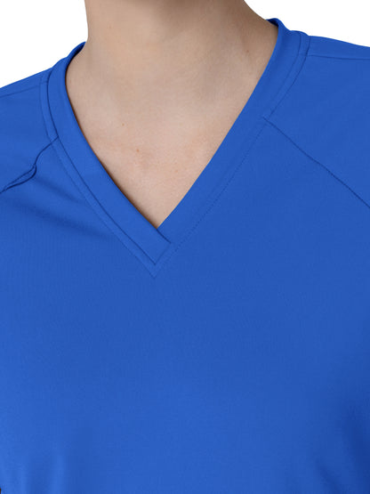 Women's Four-Pocket Flex-n-Reach V-Neck Raglan Scrub Top - 6259 - Royal