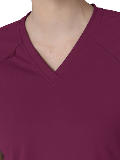 Women's Four-Pocket Flex-n-Reach V-Neck Raglan Scrub Top - 6259 - Wine