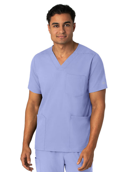 Men's Four-Pocket V-Neck Top - 6351 - Ceil Blue