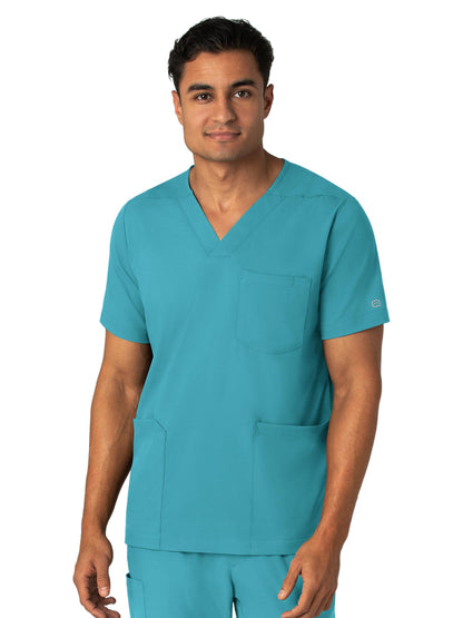 Men's Four-Pocket V-Neck Top - 6351 - Teal