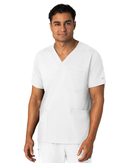 Men's Four-Pocket V-Neck Top - 6351 - White