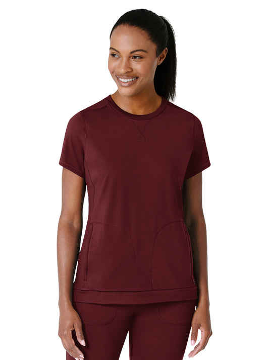 Women's Two-Pocket Flex-n-Reach Crew Neck Top - 6359 - Burgundy
