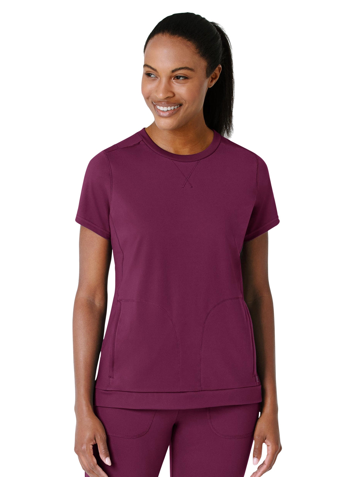 Women's Two-Pocket Flex-n-Reach Crew Neck Scrub Top - 6359 - Wine