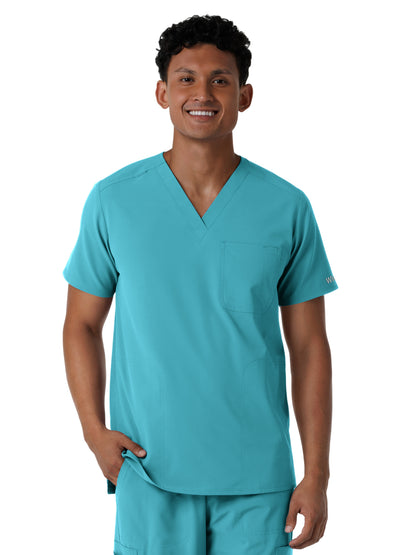 Men's Three-Pocket V-Neck Scrub Top - 6380 - Teal Blue