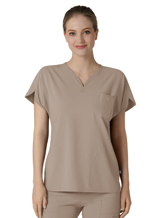 Women's Three-Pocket Y-Neck Dolman Scrub Top - 6634 - Haze