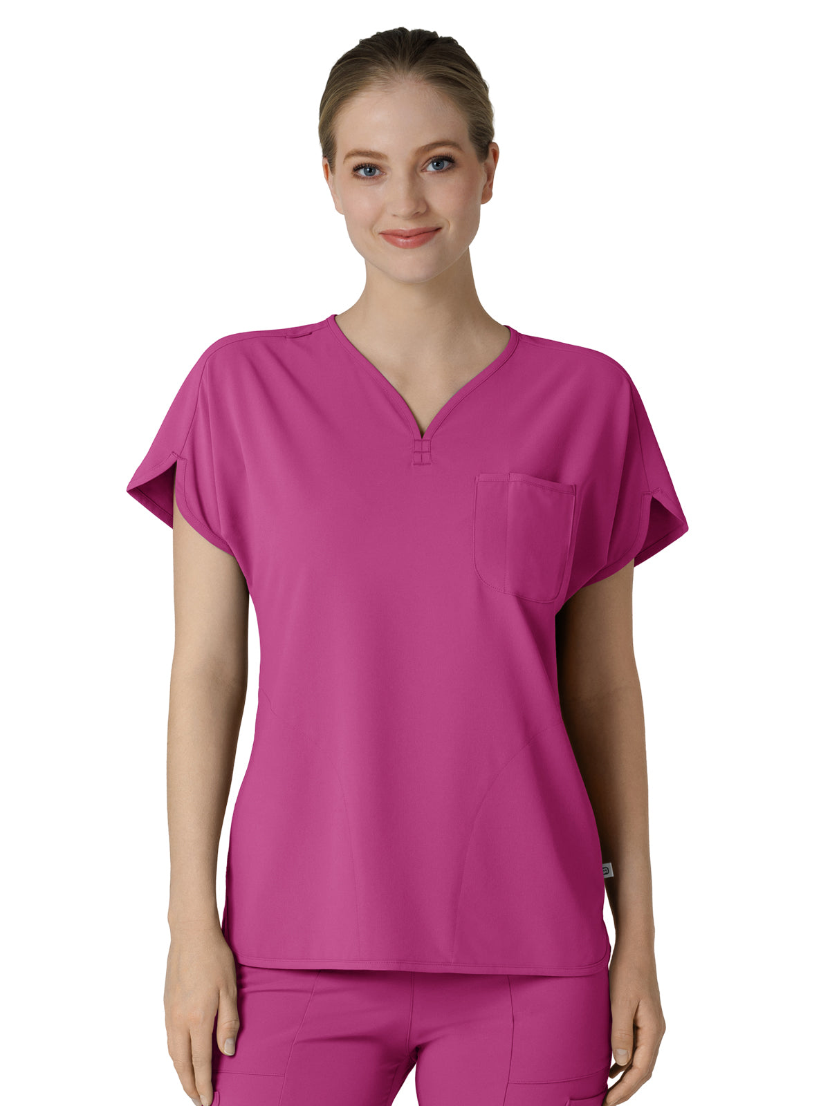 Women's Three-Pocket Y-Neck Dolman Top - 6634 - Raspberry