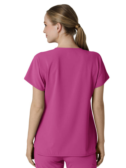 Women's Three-Pocket Y-Neck Dolman Top - 6634 - Raspberry