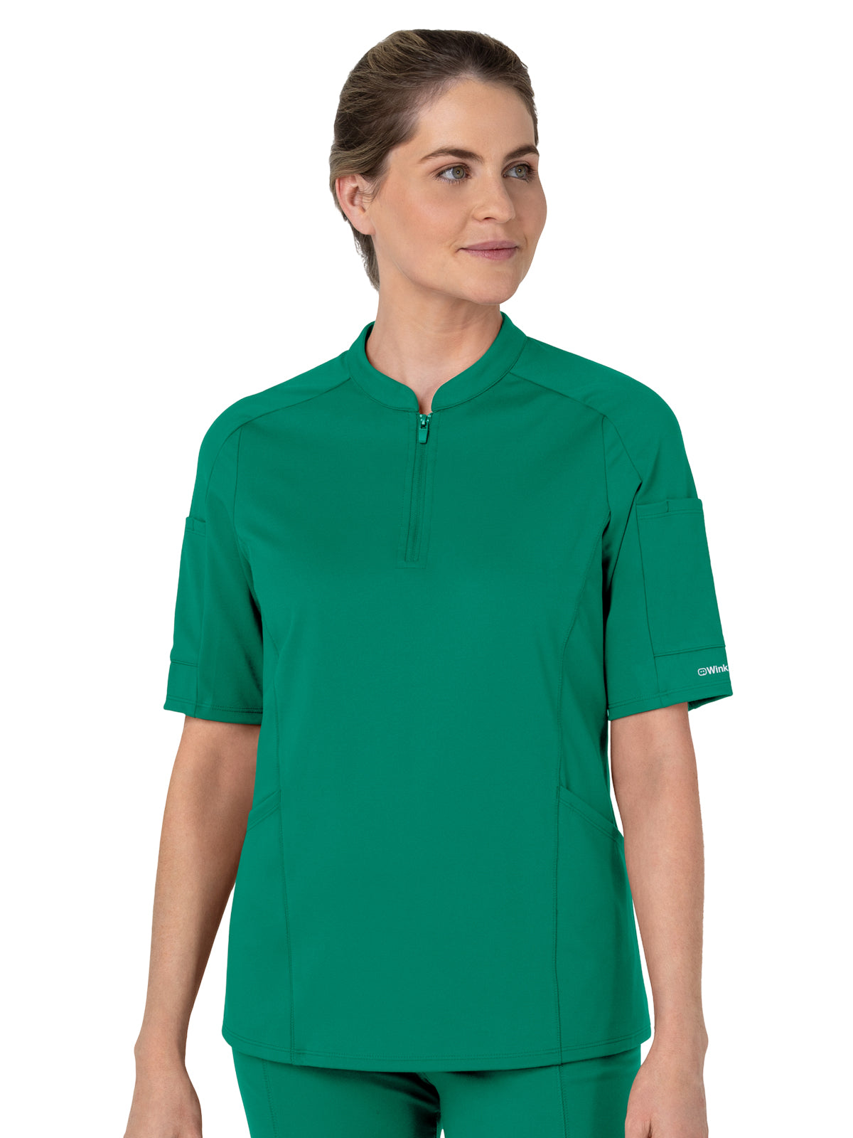 Women's Four-Pocket Half Sleeve Zip Scrub Top - 6659 - Bahama Breeze