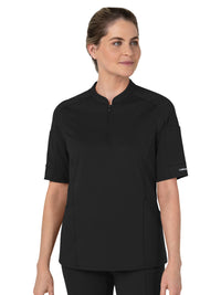 Women's Four-Pocket Half Sleeve Zip Scrub Top - 6659 - Black