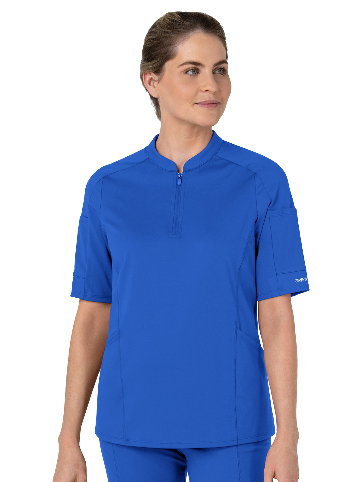 Women's Four-Pocket Half Sleeve Zip Scrub Top - 6659 - Royal